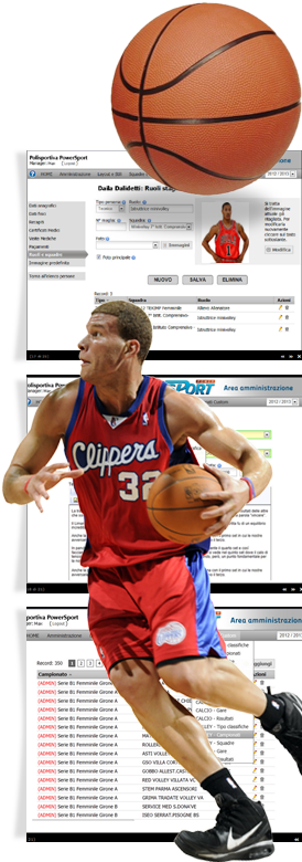 schermate esempio di siti per squadra o società di basket